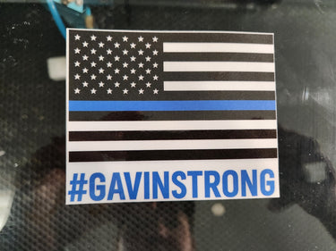 #GAVINSTRONG Thin Blue Line Flag Sticker